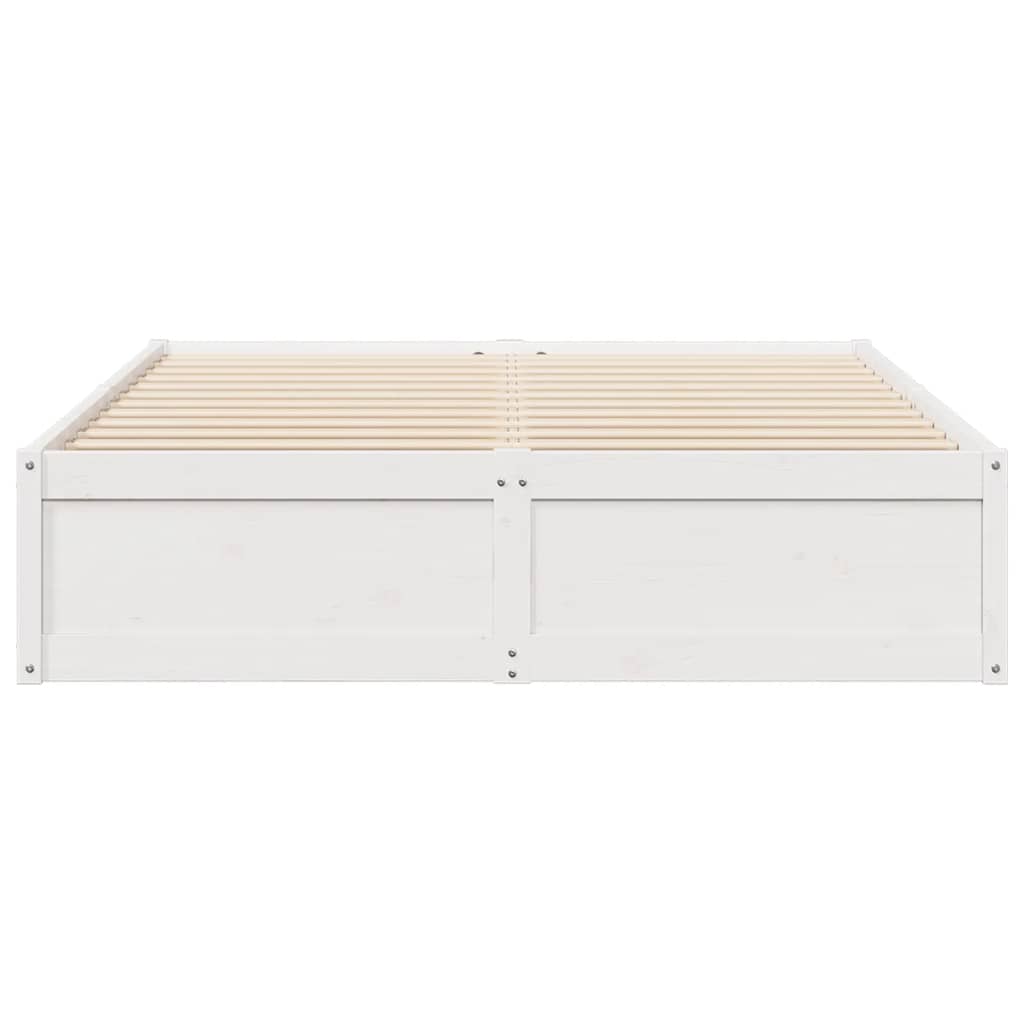 vidaXL Cadru de pat fără saltea, alb, 140x190 cm, lemn masiv de pin
