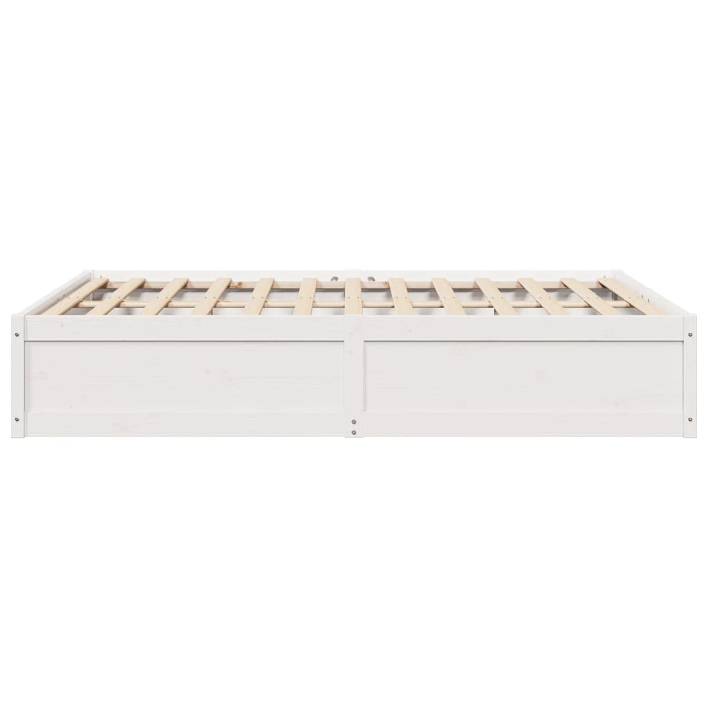 vidaXL Cadru de pat fără saltea, alb, 140x190 cm, lemn masiv de pin