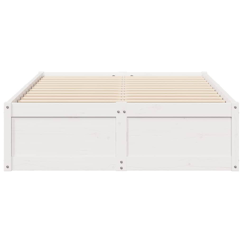 vidaXL Cadru de pat fără saltea, alb, 135x190 cm, lemn masiv de pin vidaXL Cadru de pat fără saltea, alb, 135x190 cm, lemn masiv de pin