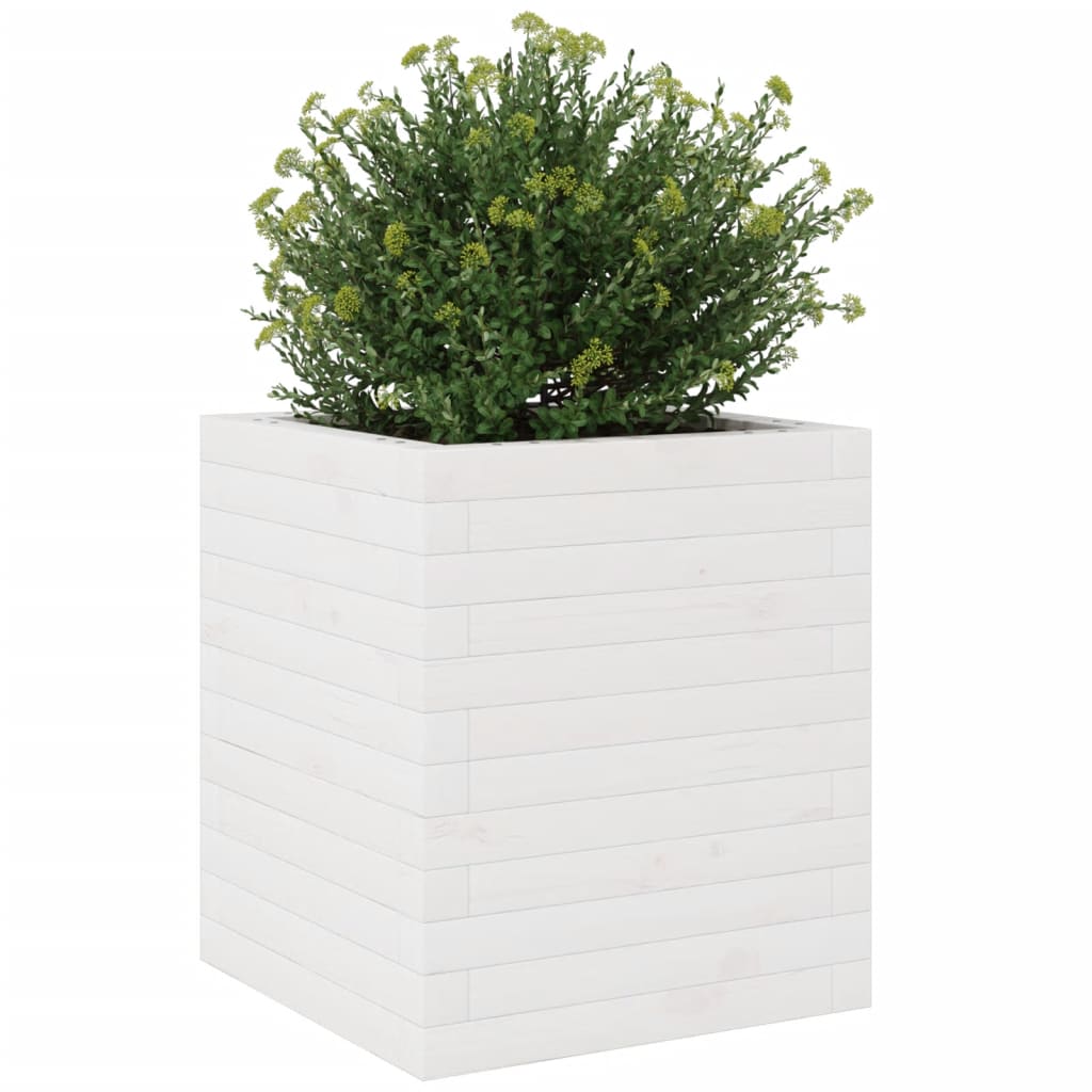vidaXL Jardinieră de grădină, alb, 40x40x46 cm, lemn masiv de pin vidaXL Jardinieră de grădină, alb, 40x40x46 cm, lemn masiv de pin