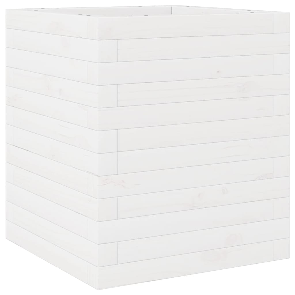 vidaXL Jardinieră de grădină, alb, 40x40x46 cm, lemn masiv de pin vidaXL Jardinieră de grădină, alb, 40x40x46 cm, lemn masiv de pin