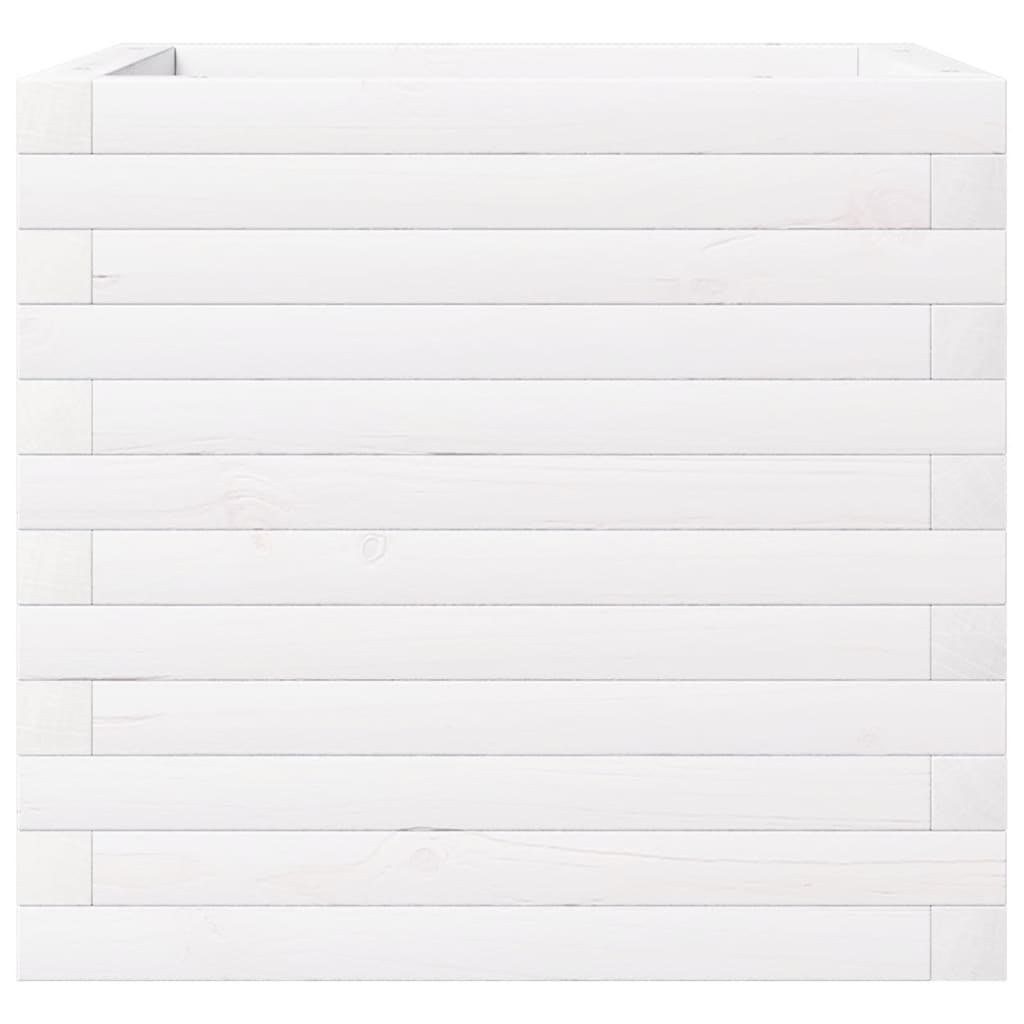 vidaXL Jardinieră de grădină, alb, 50x50x46 cm, lemn masiv de pin