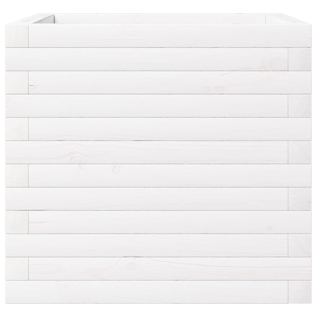 vidaXL Jardinieră de grădină, alb, 50x50x46 cm, lemn masiv de pin