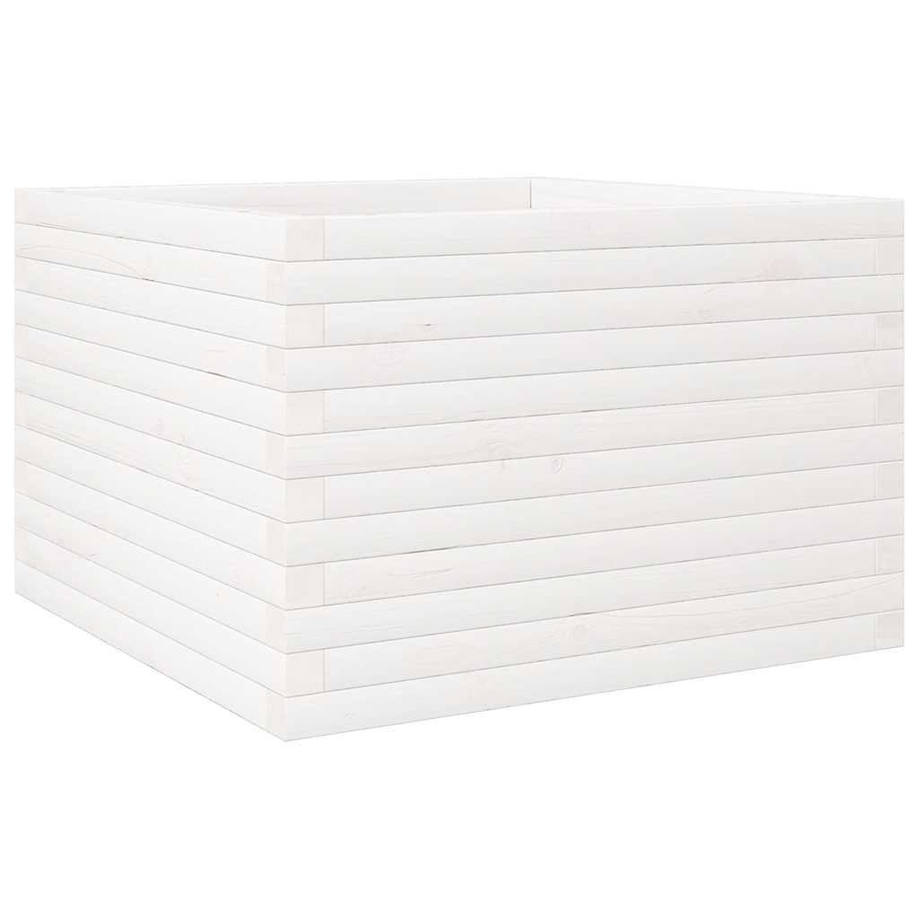 vidaXL Jardinieră de grădină, alb, 70x70x46 cm, lemn masiv de pin vidaXL Jardinieră de grădină, alb, 70x70x46 cm, lemn masiv de pin