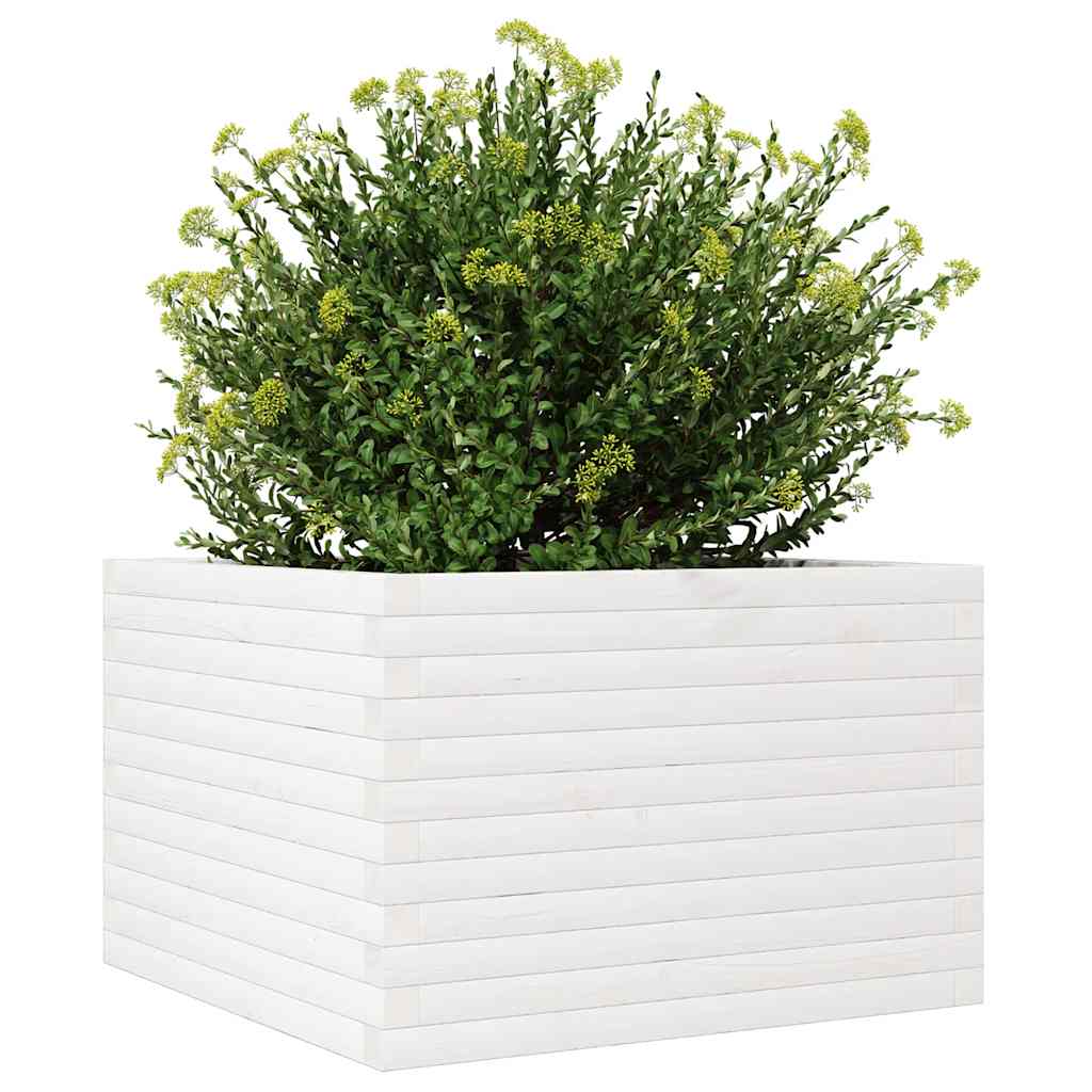 vidaXL Jardinieră de grădină, alb, 70x70x46 cm, lemn masiv de pin vidaXL Jardinieră de grădină, alb, 70x70x46 cm, lemn masiv de pin