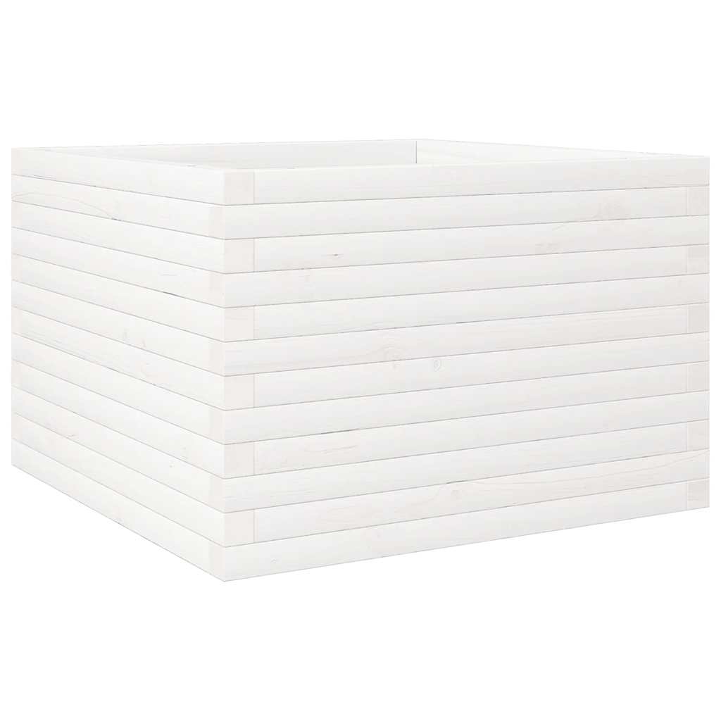 vidaXL Jardinieră de grădină, alb, 70x70x46 cm, lemn masiv de pin vidaXL Jardinieră de grădină, alb, 70x70x46 cm, lemn masiv de pin