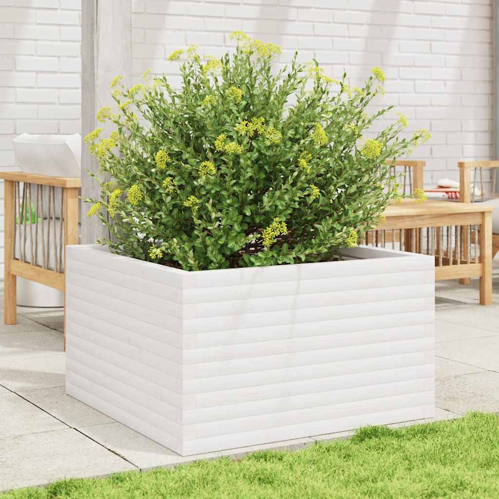 vidaXL Jardinieră de grădină, alb, 80x80x46 cm, lemn masiv de pin vidaXL Jardinieră de grădină, alb, 80x80x46 cm, lemn masiv de pin