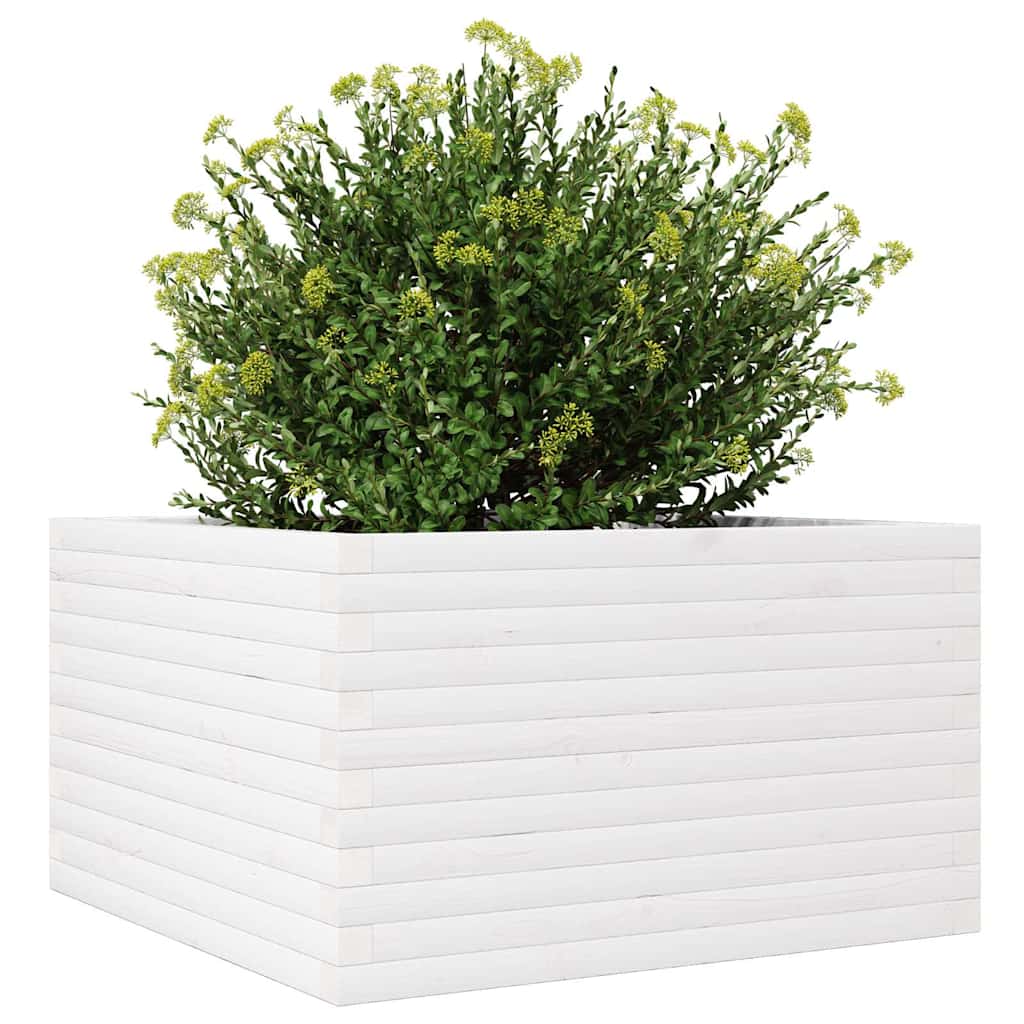 vidaXL Jardinieră de grădină, alb, 80x80x46 cm, lemn masiv de pin vidaXL Jardinieră de grădină, alb, 80x80x46 cm, lemn masiv de pin