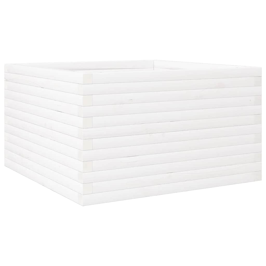 vidaXL Jardinieră de grădină, alb, 80x80x46 cm, lemn masiv de pin vidaXL Jardinieră de grădină, alb, 80x80x46 cm, lemn masiv de pin