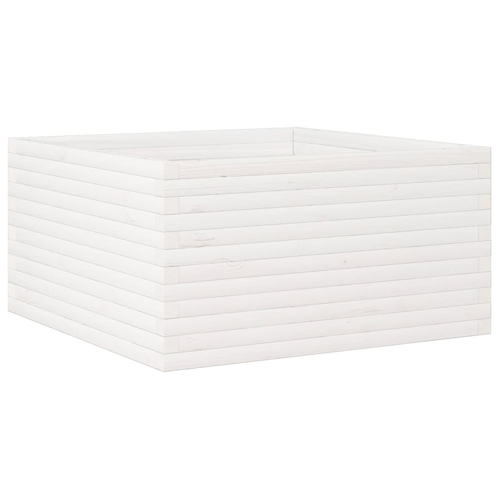 vidaXL Jardinieră de grădină, alb, 90x90x46 cm, lemn masiv de pin