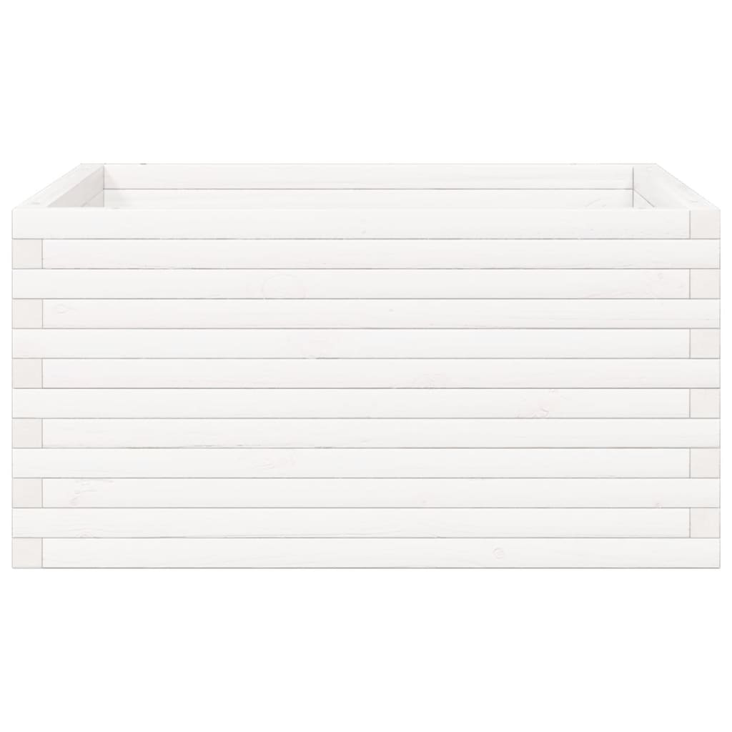 vidaXL Jardinieră de grădină, alb, 90x90x46 cm, lemn masiv de pin