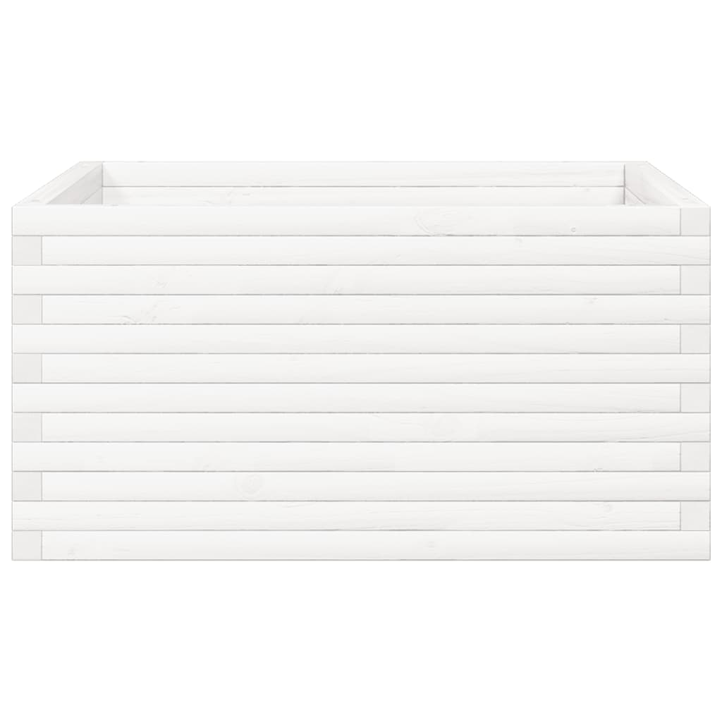 vidaXL Jardinieră de grădină, alb, 90x90x46 cm, lemn masiv de pin