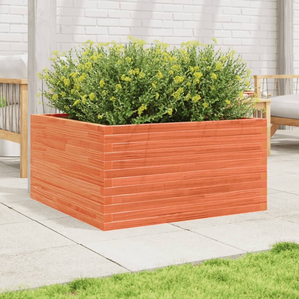 vidaXL Jardinieră de grădină, maro ceruit, 90x90x46 cm, lemn masiv pin vidaXL Jardinieră de grădină, maro ceruit, 90x90x46 cm, lemn masiv pin