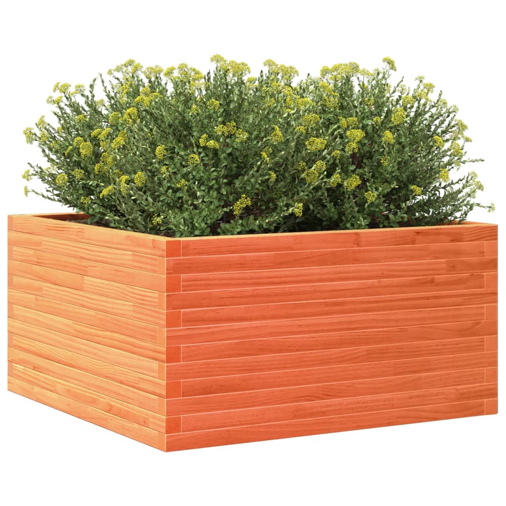 vidaXL Jardinieră de grădină, maro ceruit, 90x90x46 cm, lemn masiv pin vidaXL Jardinieră de grădină, maro ceruit, 90x90x46 cm, lemn masiv pin