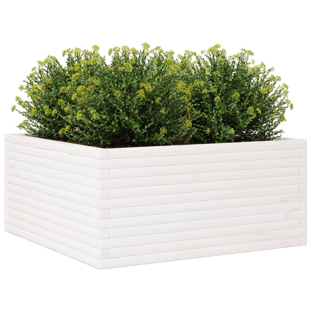 vidaXL Jardinieră de grădină, alb, 100x100x46 cm, lemn masiv de pin vidaXL Jardinieră de grădină, alb, 100x100x46 cm, lemn masiv de pin