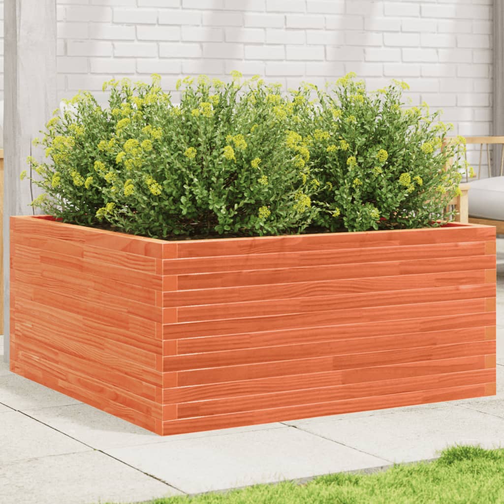vidaXL Jardinieră grădină, maro ceruit, 100x100x46 cm, lemn masiv pin vidaXL Jardinieră grădină, maro ceruit, 100x100x46 cm, lemn masiv pin