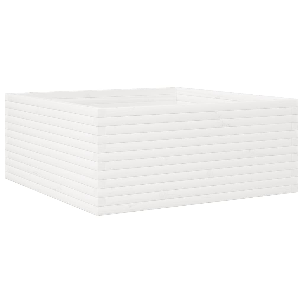 vidaXL Jardinieră de grădină, alb, 110x110x46 cm, lemn masiv de pin vidaXL Jardinieră de grădină, alb, 110x110x46 cm, lemn masiv de pin
