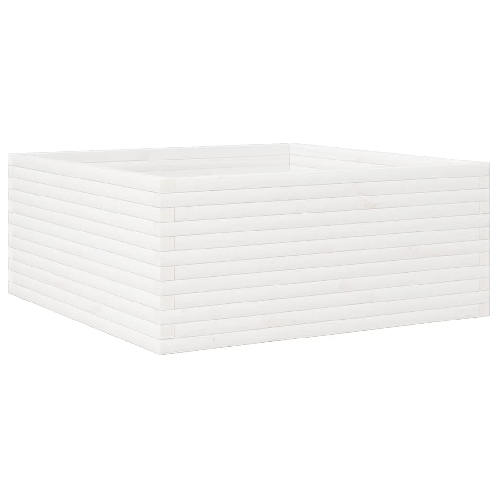 vidaXL Jardinieră de grădină, alb, 110x110x46 cm, lemn masiv de pin vidaXL Jardinieră de grădină, alb, 110x110x46 cm, lemn masiv de pin