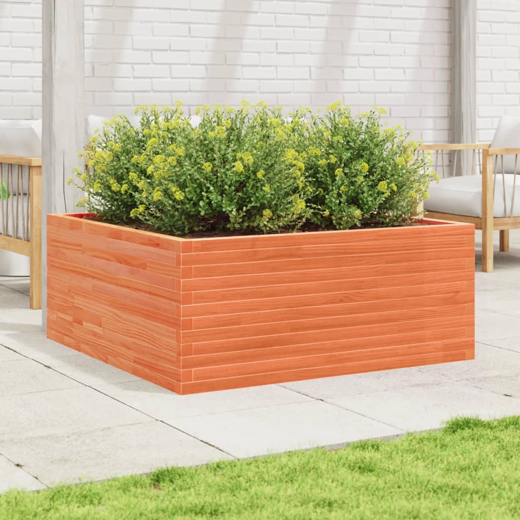 vidaXL Jardinieră grădină, maro ceruit, 110x110x46 cm, lemn masiv pin vidaXL Jardinieră grădină, maro ceruit, 110x110x46 cm, lemn masiv pin