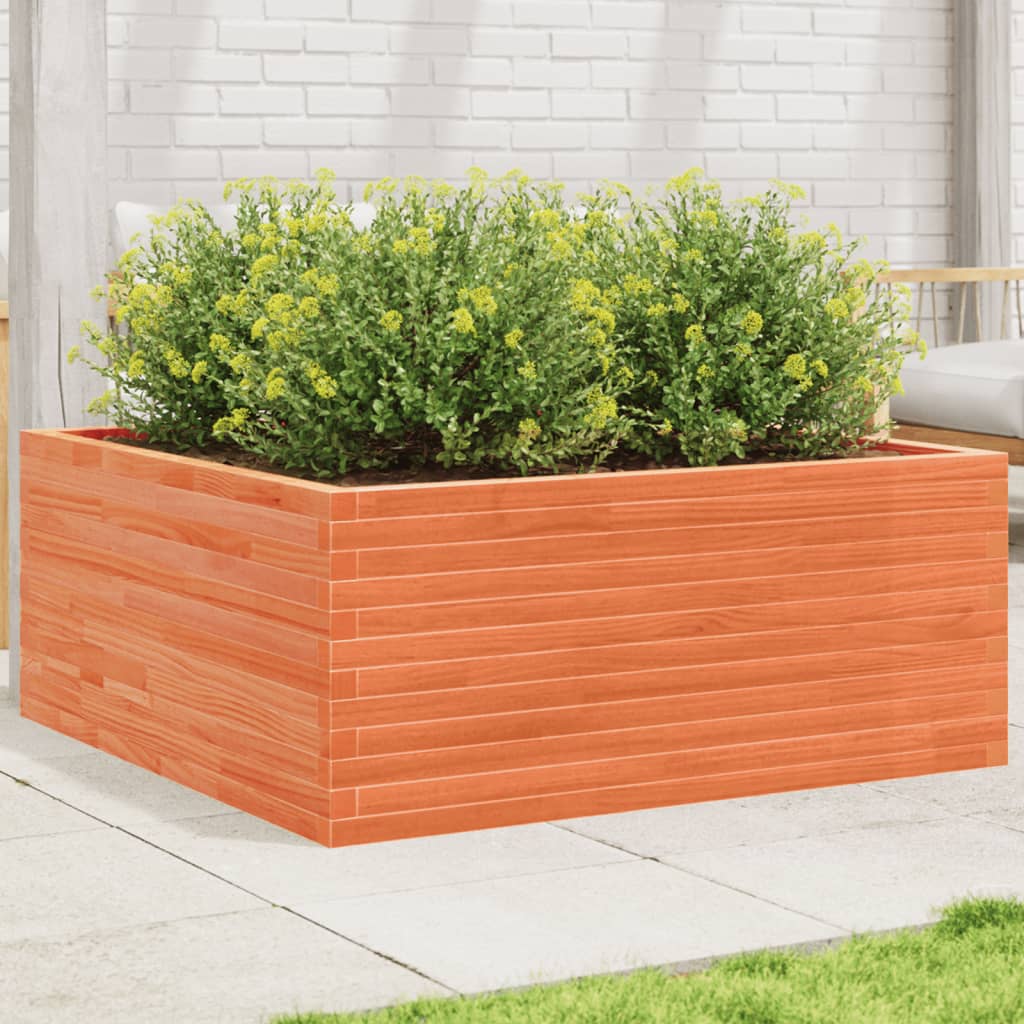 vidaXL Jardinieră grădină, maro ceruit, 110x110x46 cm, lemn masiv pin vidaXL Jardinieră grădină, maro ceruit, 110x110x46 cm, lemn masiv pin