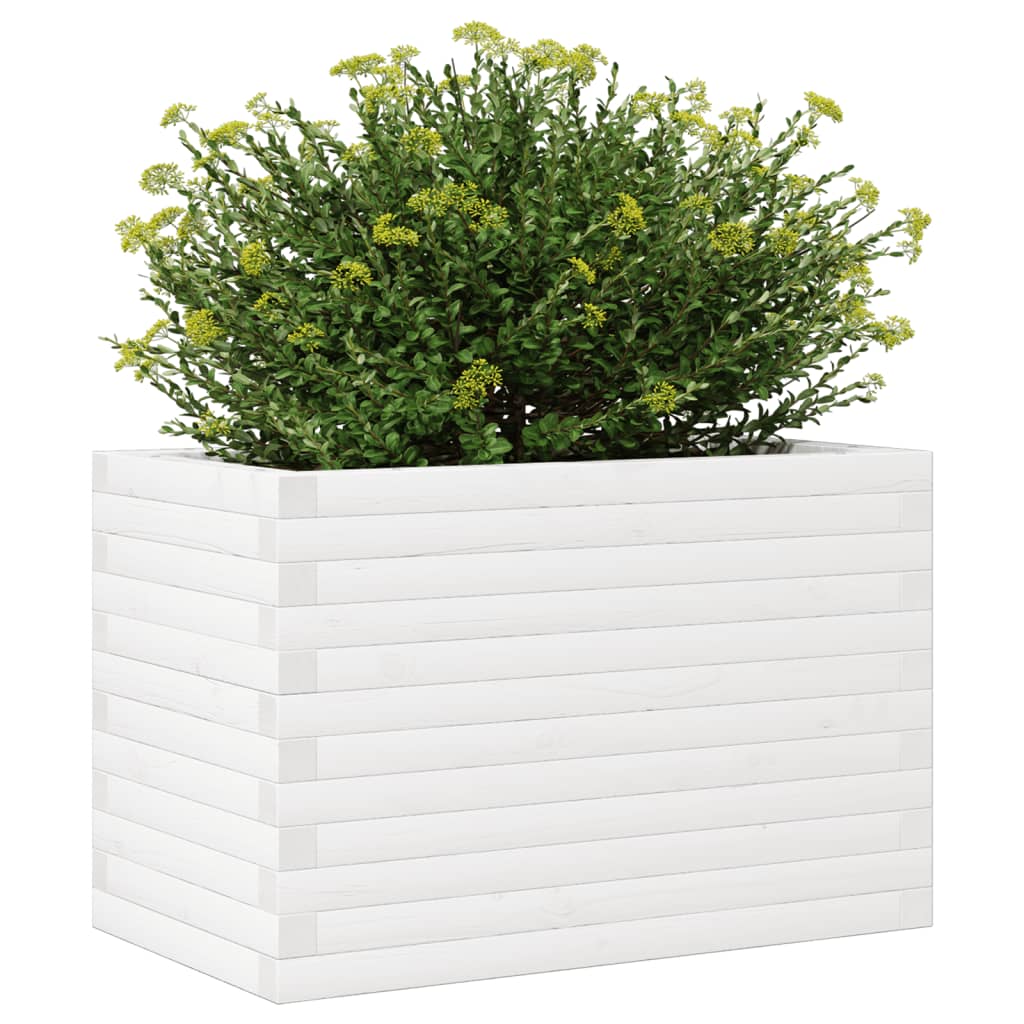 vidaXL Jardinieră de grădină, alb, 70x40x46 cm, lemn masiv de pin vidaXL Jardinieră de grădină, alb, 70x40x46 cm, lemn masiv de pin