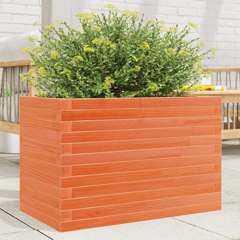 vidaXL Jardinieră grădină, maro ceruit, 70x40x46 cm, lemn masiv pin vidaXL Jardinieră grădină, maro ceruit, 70x40x46 cm, lemn masiv pin