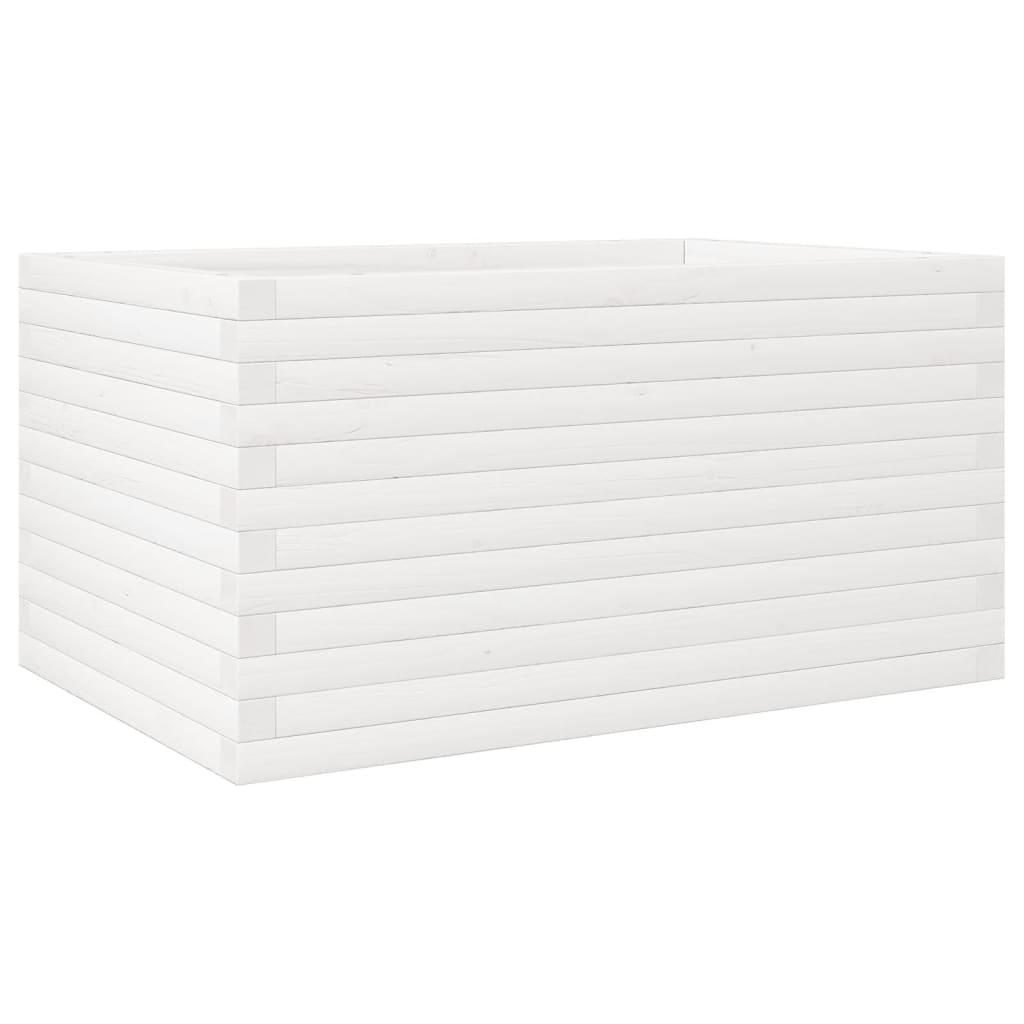 vidaXL Jardinieră de grădină, alb, 90x60x46 cm, lemn masiv de pin