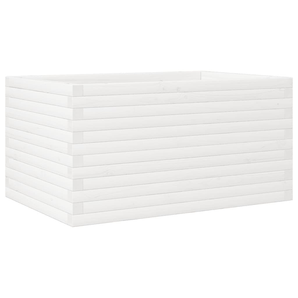 vidaXL Jardinieră de grădină, alb, 90x60x46 cm, lemn masiv de pin