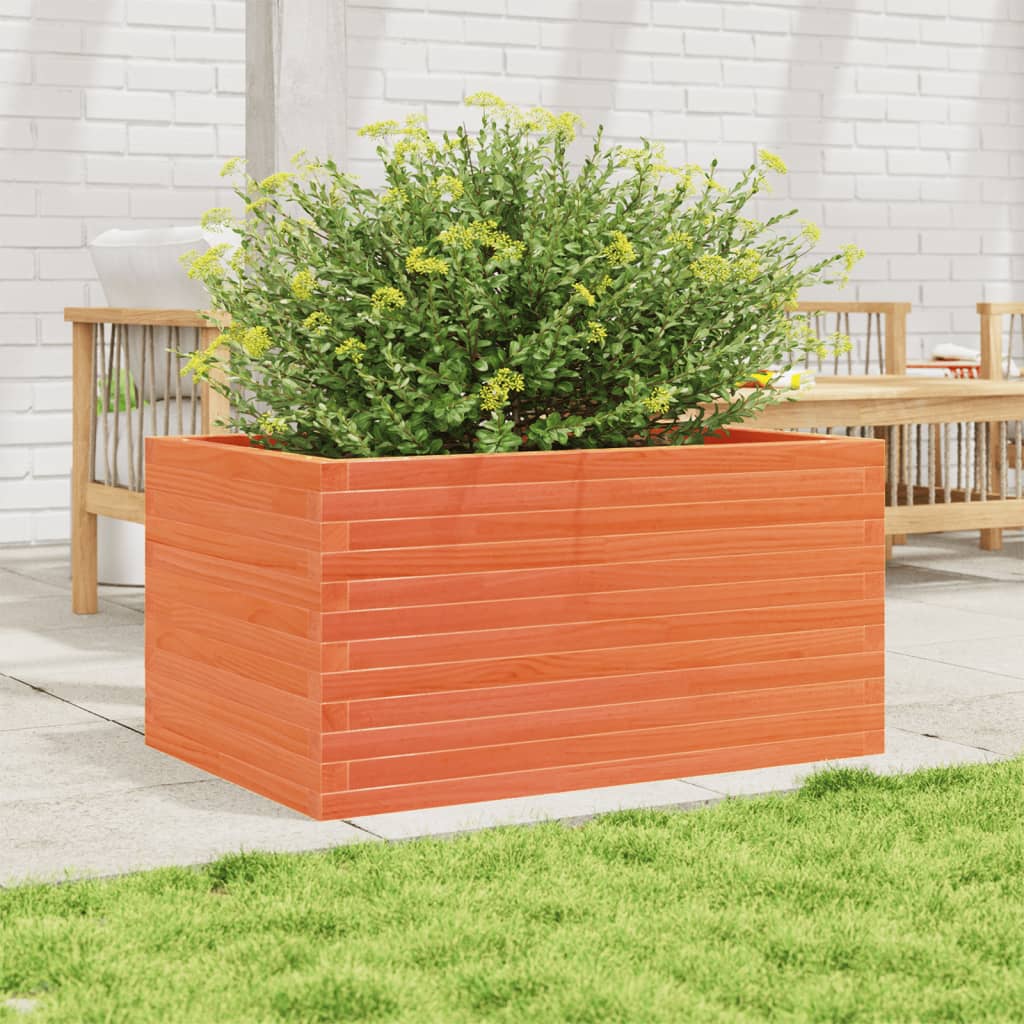 vidaXL Jardinieră de grădină, maro ceruit, 90x60x46 cm, lemn masiv pin vidaXL Jardinieră de grădină, maro ceruit, 90x60x46 cm, lemn masiv pin
