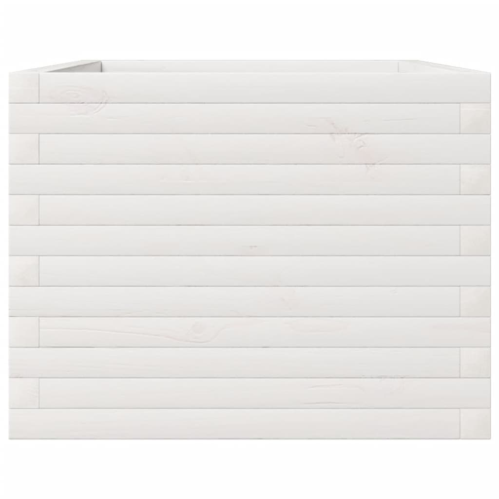 vidaXL Jardinieră de grădină, alb, 110x60x46 cm, lemn masiv de pin