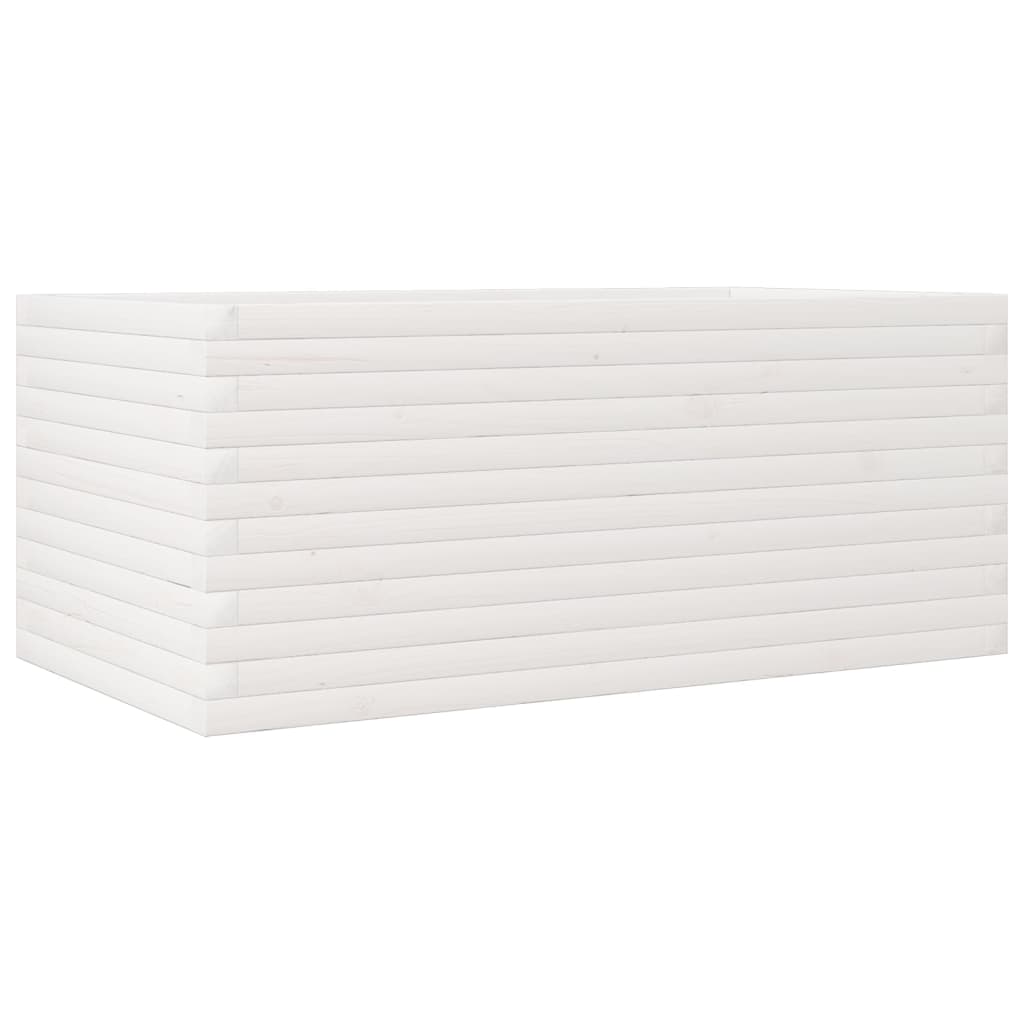vidaXL Jardinieră de grădină, alb, 110x60x46 cm, lemn masiv de pin