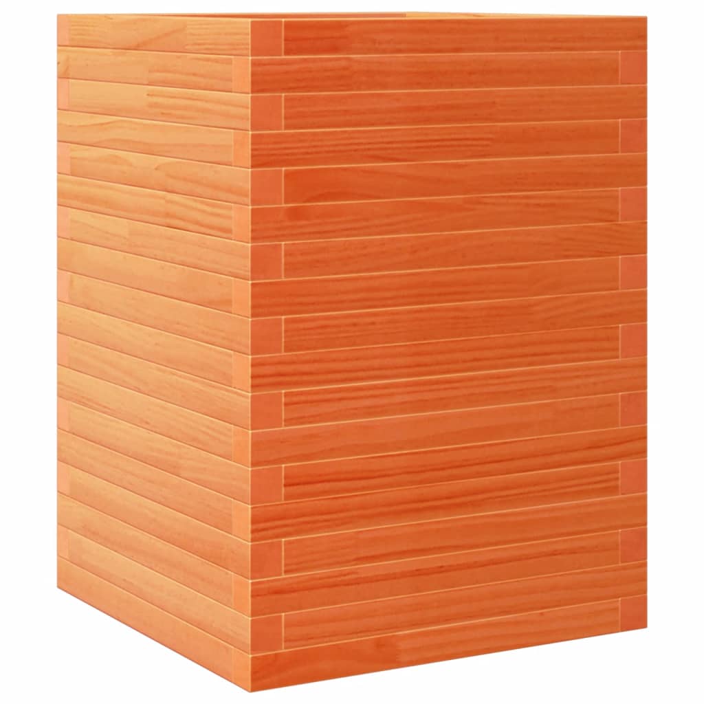 vidaXL Jardinieră grădină, maro ceruit, 50x50x68,5 cm, lemn masiv pin vidaXL Jardinieră grădină, maro ceruit, 50x50x68,5 cm, lemn masiv pin