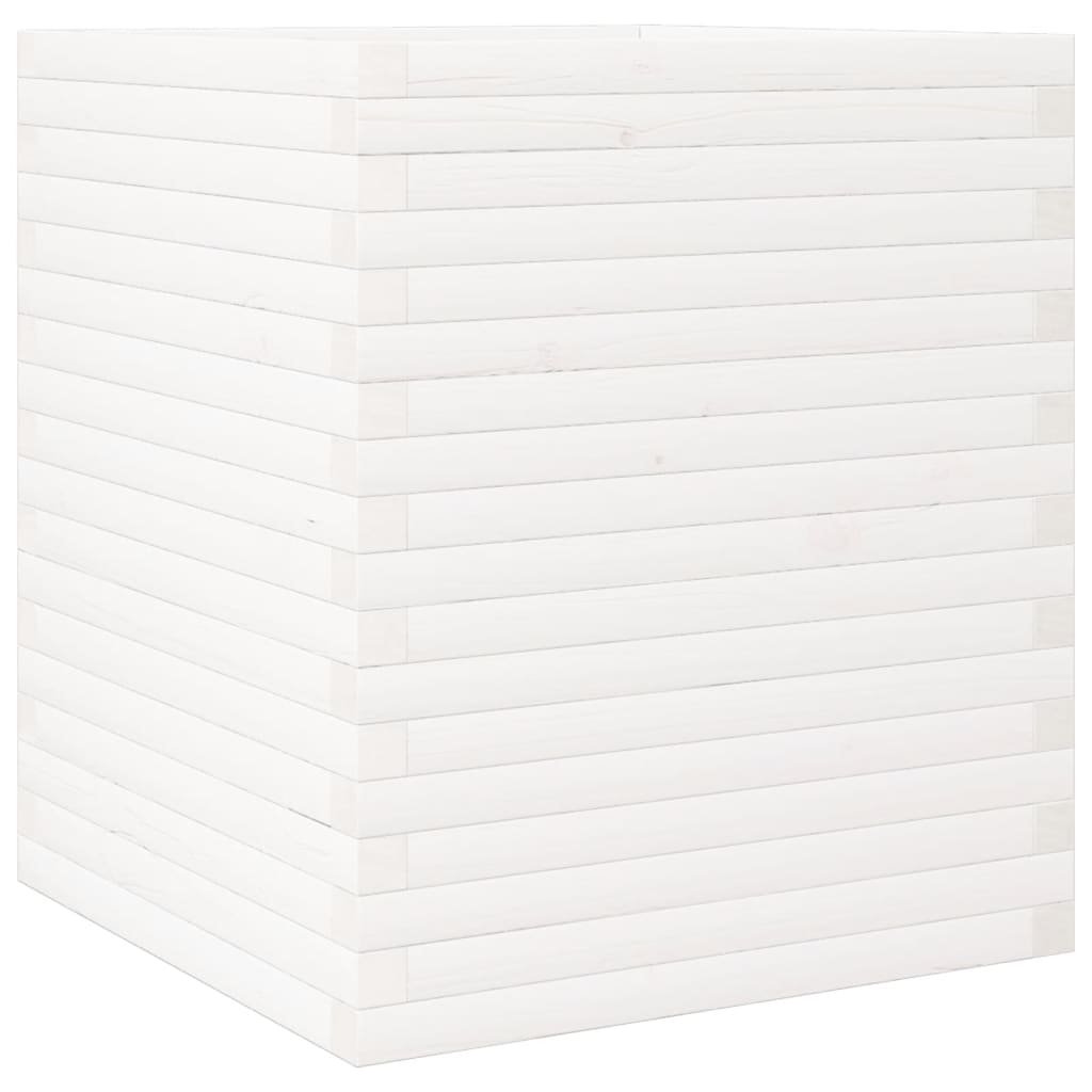 vidaXL Jardinieră de grădină, alb, 60x60x68,5 cm, lemn masiv de pin