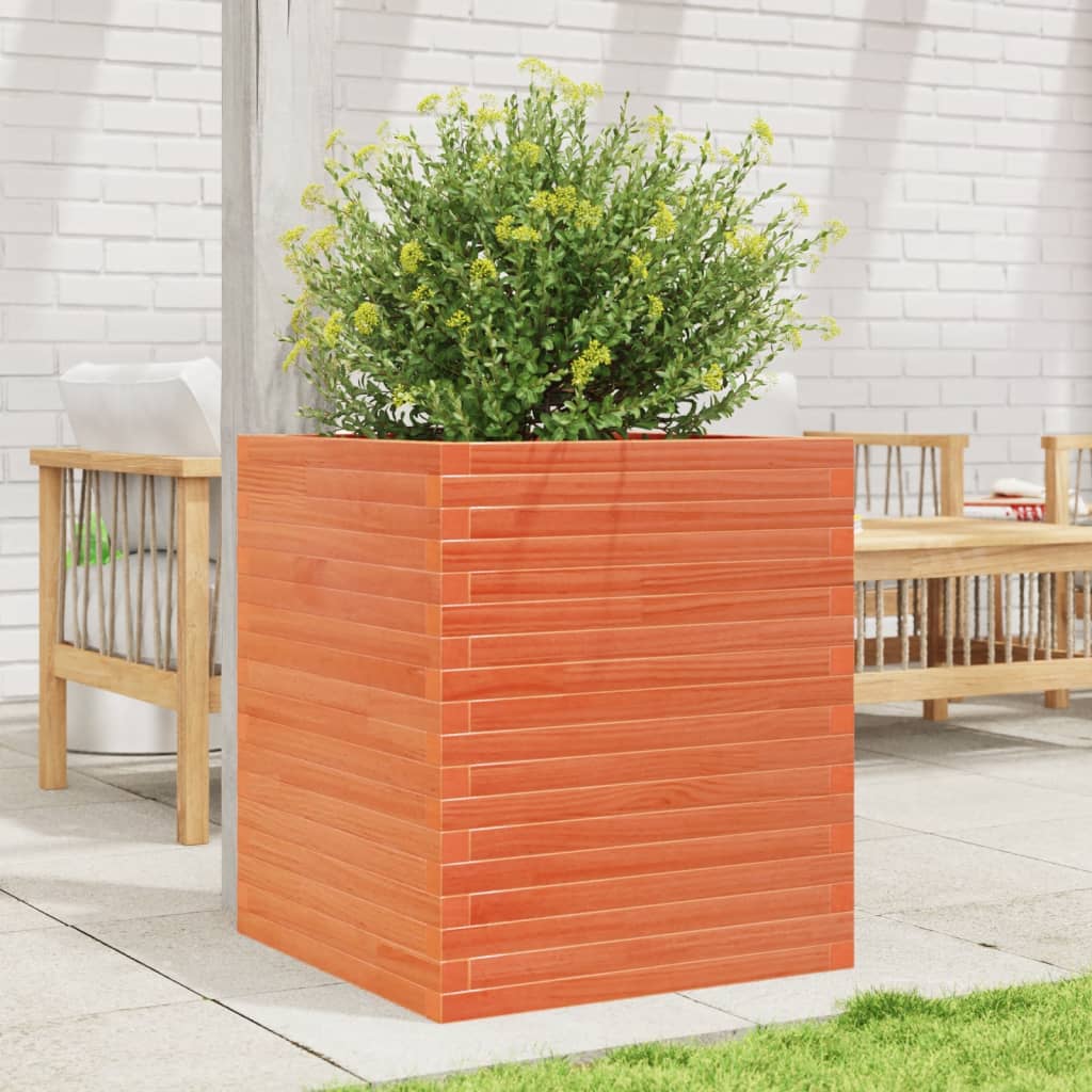 vidaXL Jardinieră grădină, maro ceruit, 60x60x68,5 cm, lemn masiv pin vidaXL Jardinieră grădină, maro ceruit, 60x60x68,5 cm, lemn masiv pin