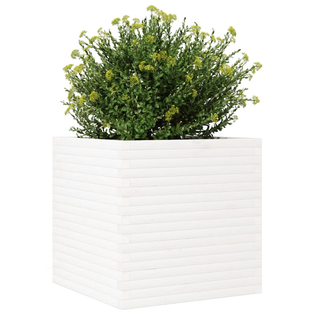 vidaXL Jardinieră de grădină, alb, 70x70x68,5 cm, lemn masiv de pin vidaXL Jardinieră de grădină, alb, 70x70x68,5 cm, lemn masiv de pin