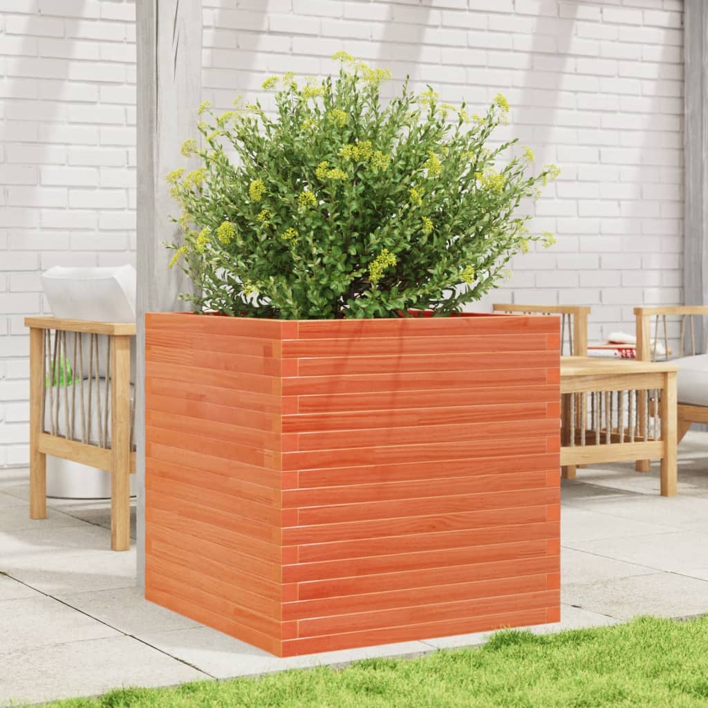 vidaXL Jardinieră grădină, maro ceruit, 70x70x68,5 cm, lemn masiv pin vidaXL Jardinieră grădină, maro ceruit, 70x70x68,5 cm, lemn masiv pin