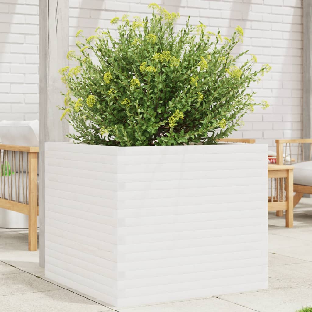 vidaXL Jardinieră de grădină, alb, 80x80x68,5 cm, lemn masiv de pin vidaXL Jardinieră de grădină, alb, 80x80x68,5 cm, lemn masiv de pin