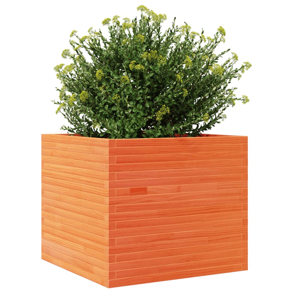 vidaXL Jardinieră grădină, maro ceruit, 80x80x68,5 cm, lemn masiv pin vidaXL Jardinieră grădină, maro ceruit, 80x80x68,5 cm, lemn masiv pin