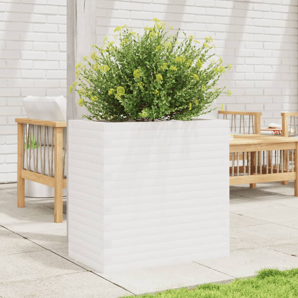 vidaXL Jardinieră de grădină, alb, 70x40x68,5 cm, lemn masiv de pin vidaXL Jardinieră de grădină, alb, 70x40x68,5 cm, lemn masiv de pin