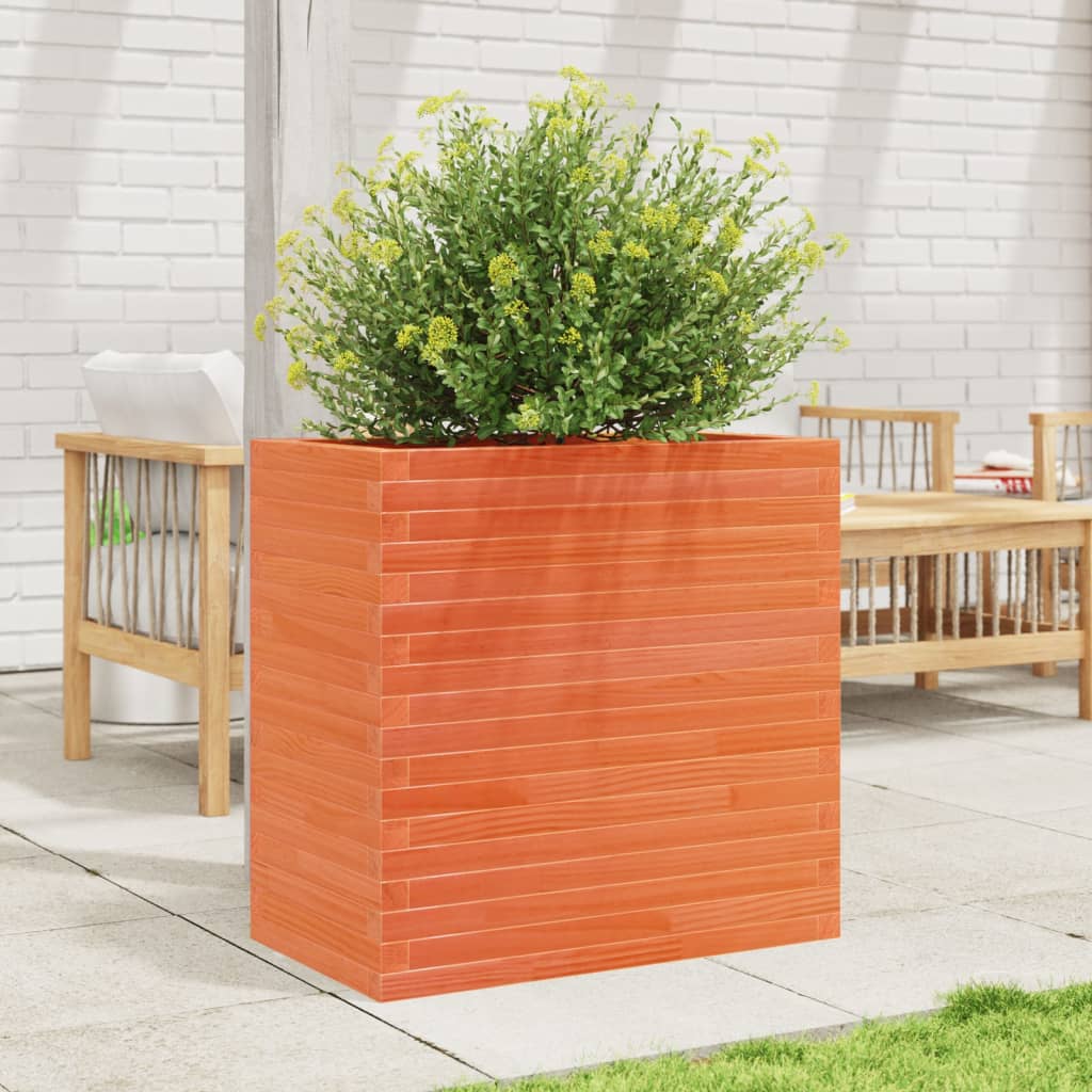 vidaXL Jardinieră grădină, maro ceruit, 70x40x68,5 cm, lemn masiv pin vidaXL Jardinieră grădină, maro ceruit, 70x40x68,5 cm, lemn masiv pin