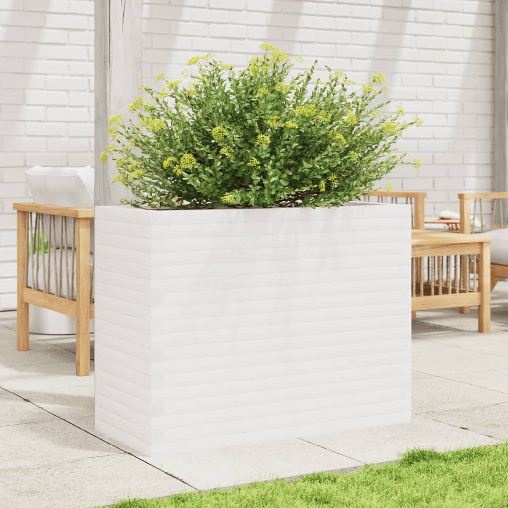 vidaXL Jardinieră de grădină, alb, 90x40x68,5 cm, lemn masiv de pin vidaXL Jardinieră de grădină, alb, 90x40x68,5 cm, lemn masiv de pin