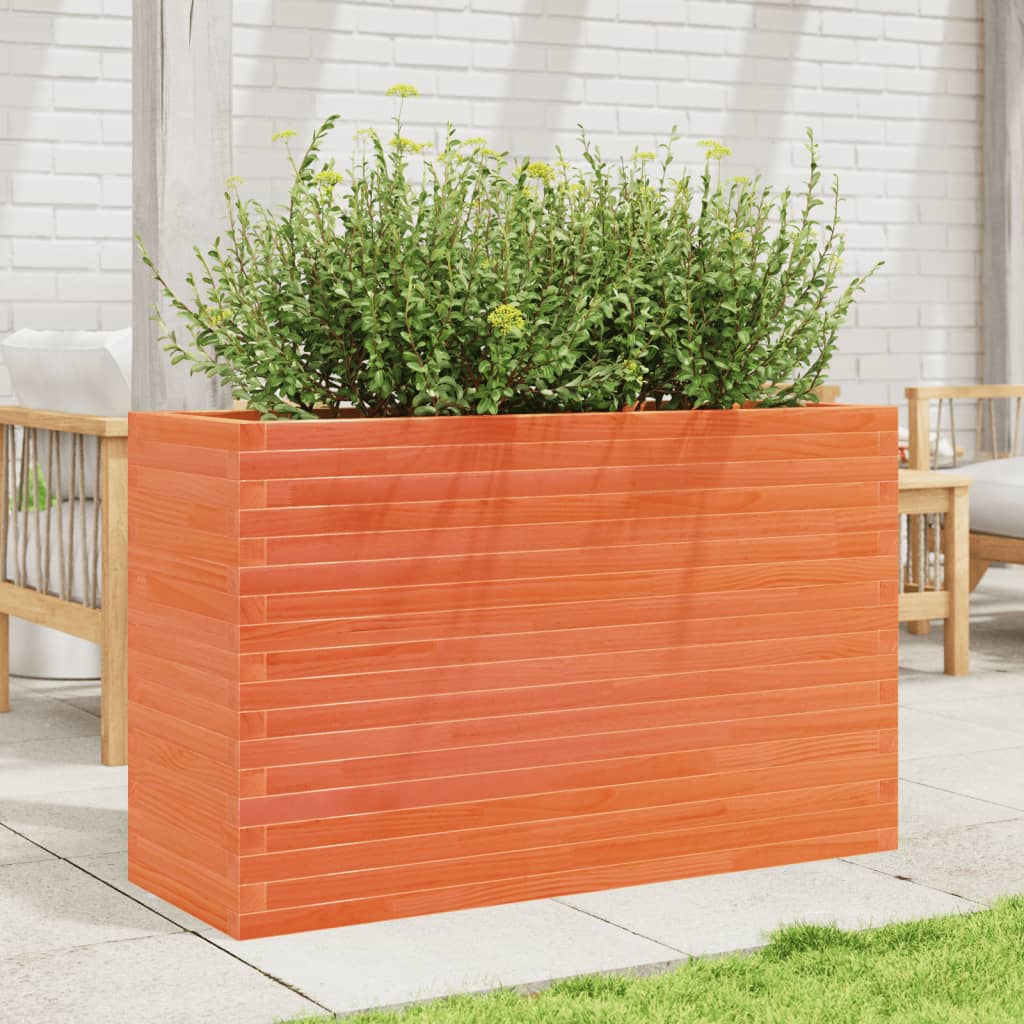 vidaXL Jardinieră grădină, maro ceruit, 110x40x68,5 cm, lemn masiv pin vidaXL Jardinieră grădină, maro ceruit, 110x40x68,5 cm, lemn masiv pin