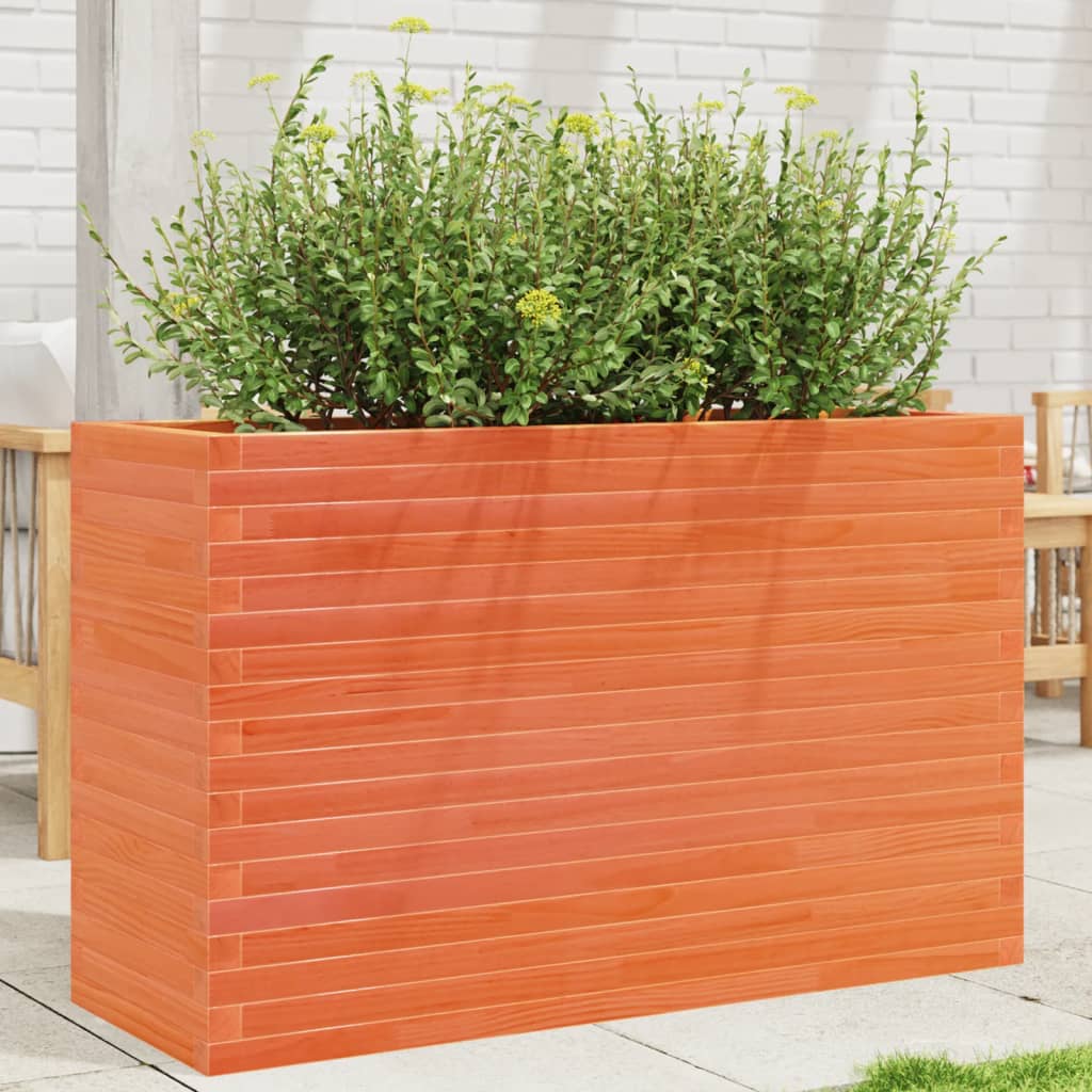 vidaXL Jardinieră grădină, maro ceruit, 110x40x68,5 cm, lemn masiv pin vidaXL Jardinieră grădină, maro ceruit, 110x40x68,5 cm, lemn masiv pin
