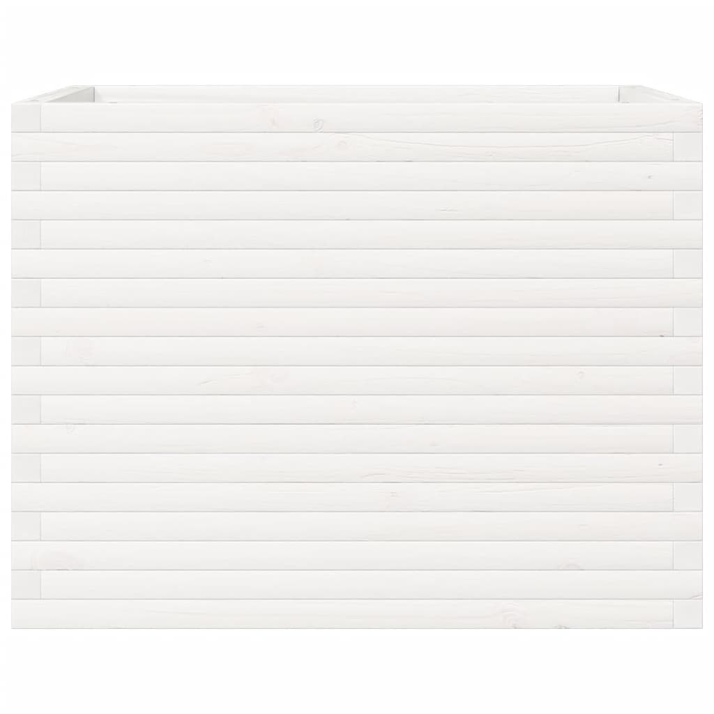 vidaXL Jardinieră de grădină, alb, 90x60x68,5 cm, lemn masiv de pin