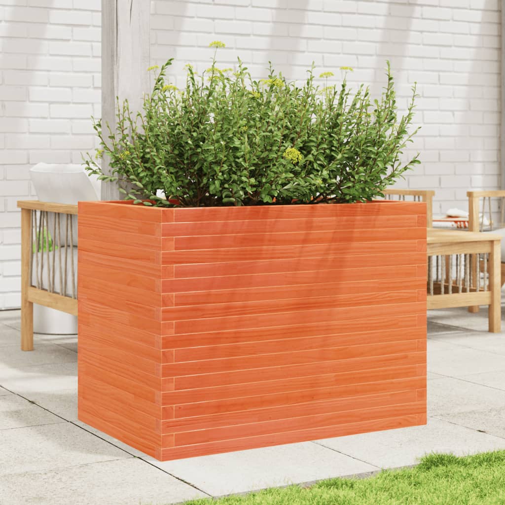 vidaXL Jardinieră grădină, maro ceruit, 90x60x68,5 cm, lemn masiv pin vidaXL Jardinieră grădină, maro ceruit, 90x60x68,5 cm, lemn masiv pin