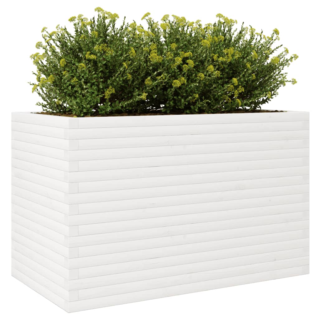 vidaXL Jardinieră de grădină, alb, 110x60x68,5 cm, lemn masiv de pin vidaXL Jardinieră de grădină, alb, 110x60x68,5 cm, lemn masiv de pin