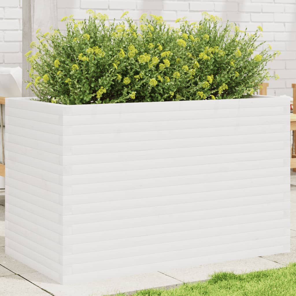 vidaXL Jardinieră de grădină, alb, 110x60x68,5 cm, lemn masiv de pin vidaXL Jardinieră de grădină, alb, 110x60x68,5 cm, lemn masiv de pin
