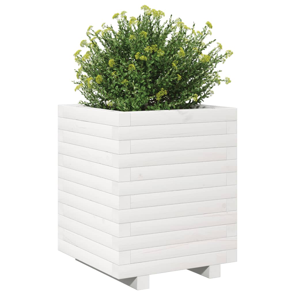 vidaXL Jardinieră de grădină, alb, 40x40x49,5 cm, lemn masiv de pin vidaXL Jardinieră de grădină, alb, 40x40x49,5 cm, lemn masiv de pin
