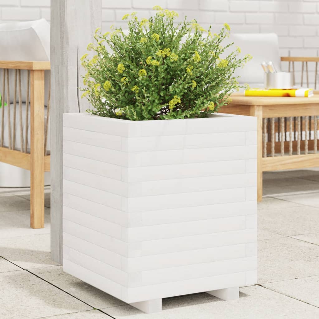 vidaXL Jardinieră de grădină, alb, 40x40x49,5 cm, lemn masiv de pin vidaXL Jardinieră de grădină, alb, 40x40x49,5 cm, lemn masiv de pin