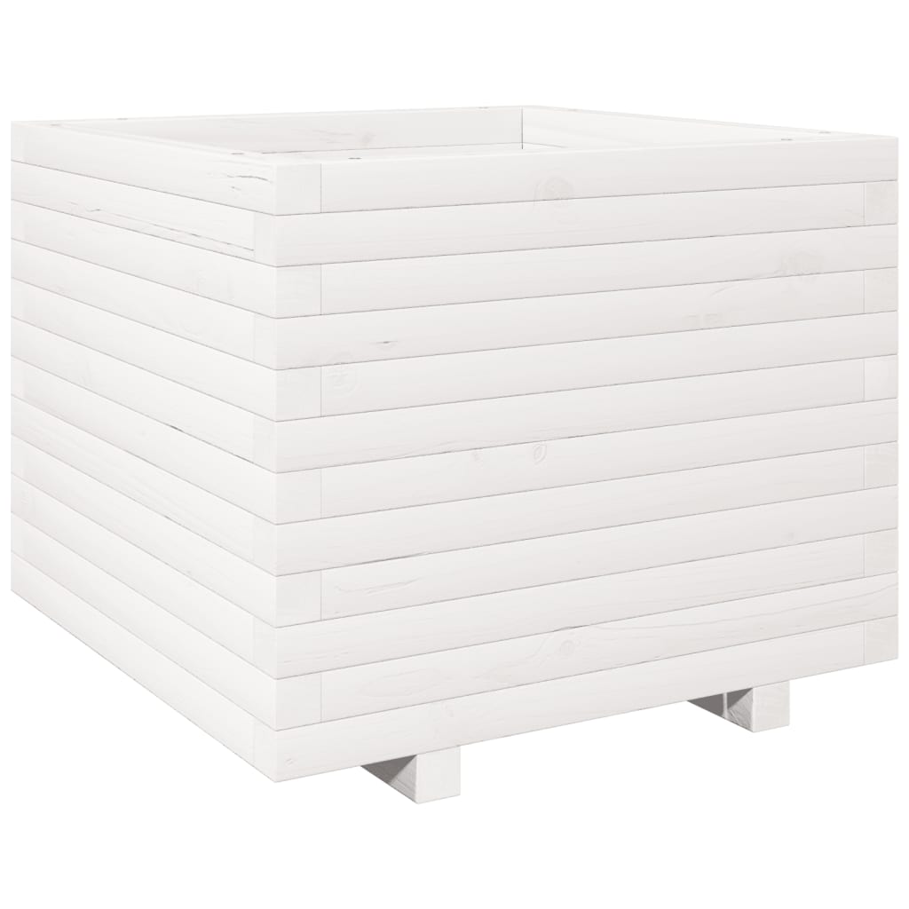 vidaXL Jardinieră de grădină, alb, 60x60x49,5 cm, lemn masiv de pin vidaXL Jardinieră de grădină, alb, 60x60x49,5 cm, lemn masiv de pin